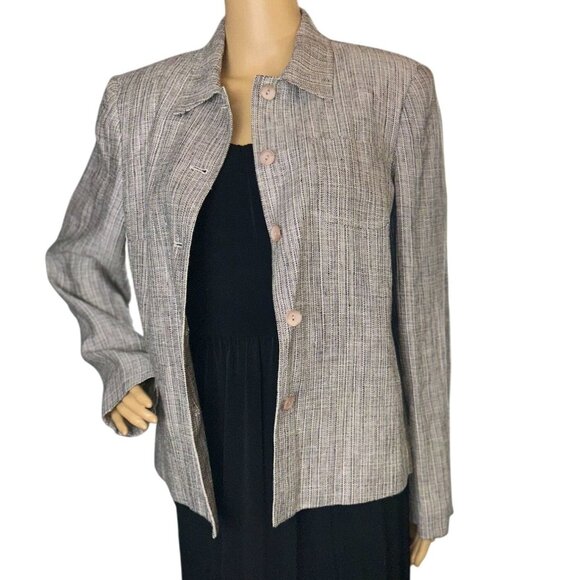 Rafaella Linen Button Down Blazer Size 10 - Picture 1 of 7